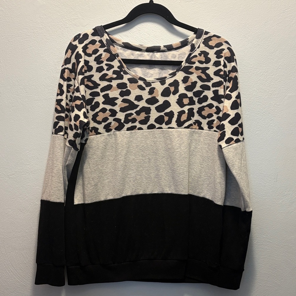 Leopard Print Colorblock Women's Top